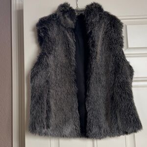 Faux Fur Vest in Black and Gray